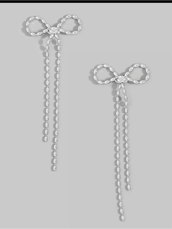 Jewelry - Silver Bow Drop Earrings